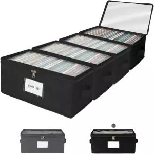 컴포트키퍼 4팩 내구성 있는 패브릭 DVD 보관함 투명 PVC 뚜껑 25개의 표준 케이스 영화 컬렉션을 위한