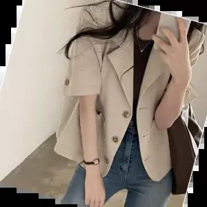 노카라린넨자켓 쥬디제이 반팔자켓 여름자켓 린넨자켓 여성여름자켓