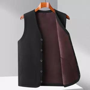 남자 조끼 캐쥬얼 기모 솔리드 워머 겨울 싱글 민소매 중장년 두툼한 유행4