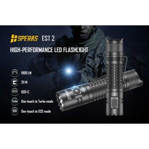 SPERAS EST2 SST-40 LED 1900Lm Type-C 충전식 손전등 Protable 강력한 18650 토치 EDC 플래시 라이트 IPX68 캠핑용