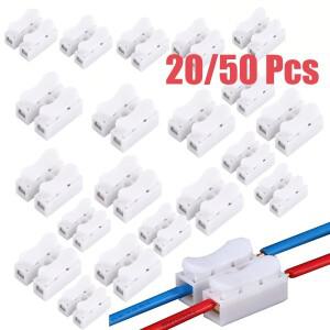 20/50개 무납땜 퀵 2핀 3핀 케이블 와이어 커넥터 스크류리스 터미널 스프링 클립