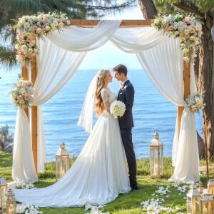 백드롭 커튼 드레이프 주름 없는 시폰 원단 사진 배경 패널 웨딩 아치 파티 무대 장식용