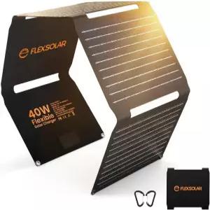 FlexSolar 40W 휴대용 태양광 패널 충전기 - USB-C PD2.0 QC3.0 및 19V DC를 통한 업그레이드된 고속 충전