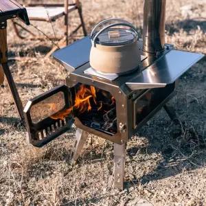 스텐 대형 화목난로 투명 감성 캠핑 장작 나무 화로대 혼캠핑 야외 우드스토브 가방포함