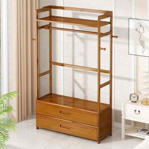 원목 옷장 스탠드 행거 긴형 서랍 도자기색 옷걸이 대용량 틈새