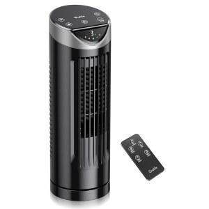 Grelife 13인치 침실용 타워형 선풍기, 리모컨이 있는 26dB 조용한 바닥형 3모드, 1-8시간 타이머, 실내용 90 진동형 속도 27피트/s의 휴대용 책상형 방과 집, 사무실, 블랙