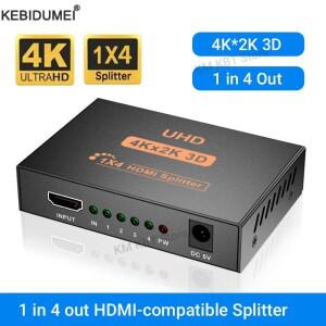 1입력 4출력 HDMI 호환 스플리터 UHD 4K x 2K 3D HDTV 1X4 비디오 케이블 어댑터 DVD  플스호환/4  xbox호