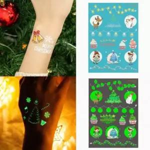 야간 발광 타투 스티커 어린이 놀이용 크리스마스 디자인 돌봄놀이 유치원놀이