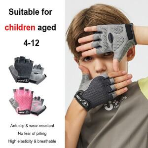 어린이 사이클링 스케이트보드 장갑 미끄럼 방지 여름 봄 스포츠 통기성 반손가락 장갑 충격 흡수 어린이 4