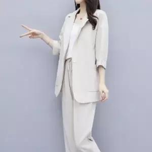 여자 여름 롤업 자켓 밴딩 바지 팬츠 세미 정장 세트