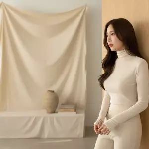 [신세계라이브쇼핑][옷자락] 여성 슬림 앙고라 스판 폴라 긴팔티