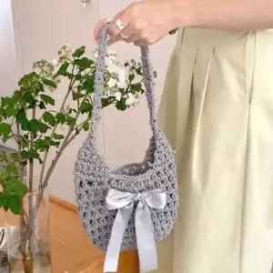 [룽스]짜임백 네트백 숄더백 니트 짜임 가방 리본