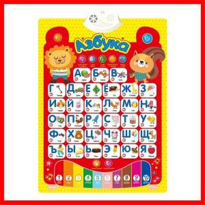 러시아어 전자 인터랙티브 알파벳 벽 차트 말하는 ABC 123s 음악 학습 포스터 교육용 유아