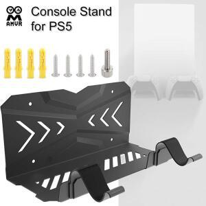 PS5 홀더용 AMVR 벽걸이 콘솔 스탠드(컨트롤러 마운트 2개 포함) PlayStation5 지원용 수직 스탠드 보관 브