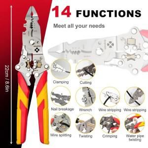 전기공용 와이어 스트리퍼 다기능 전용 케이블 커터 곡선형 크림핑 플라이어 와인딩 트위스터 도구