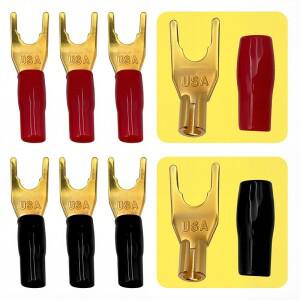 4Pcs Y U Shape Spade Banana Plug Gold Plated Fork Jack Solderless Speaker Cable Power TermINA 호환l