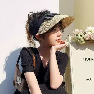 선캡 여성선캡 차단 햇빛가리개 썬캡 라탄 자외선 모자