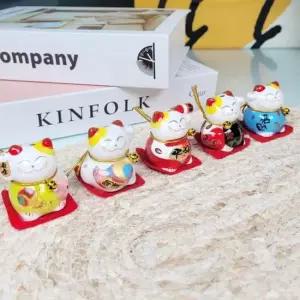 집들이선물 인테리어장식품 일본 새해 도자기레진 디테일한 복고양이피규어 5p세트 인형소품