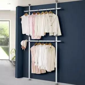 공간활용 2단 행거 조립식 고정형 행거 철제 옷걸이 행거 수납 WFM0UMP