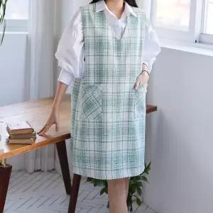 아트박스/신상오픈런 여성 빅사이즈 체크 패턴 트위드 민소매 드레스