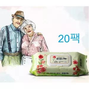 환자 간병 온가족 화장품성분 대형 물티슈 20팩 병원 베스트 손발세정 요양병원