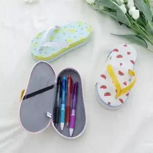 슬리퍼 과일 필통 특이한 과일패턴 쪼리 필통 가죽 지퍼 펜슬케이스 펜보관