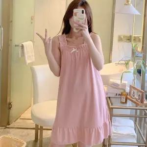 여름 편한 시어서커 파자마 민소매 리본 원피스 잠옷핑크 샤워가운 예쁜 홈웨어 부드러운