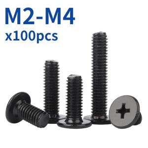 100 개/몫 아연 도금 탄소강 크로스 필립스호환 울트라 얇은 플랫 웨이퍼 헤드 나사 볼트 노트북 CM M1.6 M