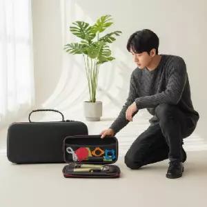 (색상 블랙)마이크로폰 수납 파우치 디지털 휴대용 케이스 손잡이 가방