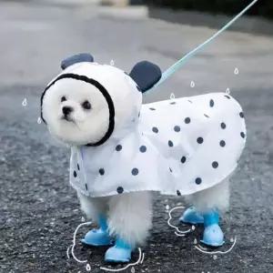 [반려] 강아지옷 반려견 산책 땡땡이 후드 우비 레인코트