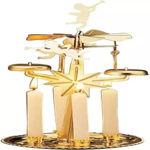 스칸디나비아 크리스마스 회전 축제 차임 글로켄스필 라이트 벨 피라미드 캐러셀 네 개의 양초 포함