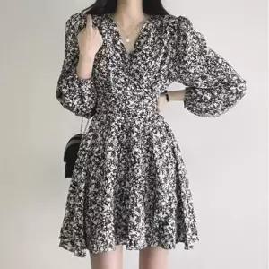 랩원피스 플레어 브이넥 플라워 청순 미니원피스 A라인 WFK5T0U