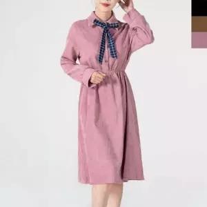 [오노마] ONM 허리 리본 리본원피스 원피스 밴딩 1P 긴팔 체크 긴팔 (S12074999)