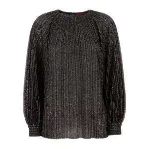 브라운 스트라이프 시퀸 장식 롱 슬리브 탑 DS25WN17 BK01CLS80E3