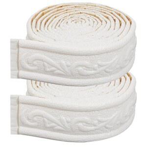 크래스파이어 180인치 x 2인치 화이트 3D 필 스틱 폼 몰딩 트림 자체 접착 유연한 끈적끈적한 벽 가장자리 라인 베이스보드 베이스 트림, 벽지 테두리 미러 보더 호텔 DIY 장식용