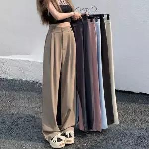 하이웨스트 밴딩슬랙스 핀턱 와이드팬츠 여자 슬랙스 (WFK5U8S)