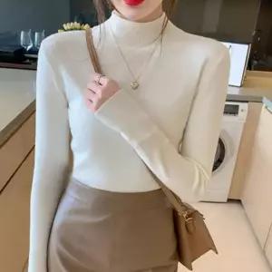 여성 겨울 기본 이너 슬림핏 반목 긴팔 니트 티셔츠