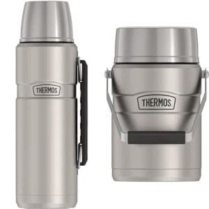 [미국배송] THERMOS 스테인리스 킹 진공 단열 식품 병(47온스) 및 음료 병(68온스) 매트 스틸