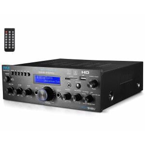Pyle 무선 블루투스 스테레오 앰프 멀티채널 200와트 전력 증폭기 오디오 수신기 시스템 HDMI Phono Coaxial FM 라디오 USB SD AUX RCA 마이크 원격 PDA9HBU