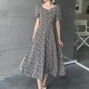 가슴셔링 여름 휴양지 바캉스 반팔 롱 원피스 (KYR-WFFT6W4)