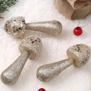 글리터 크리스마스 오너먼트 버섯 트리 오너먼트 장식 소품 글리터