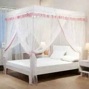 체크 침대 모기장 방가림 커튼형 180x200cm