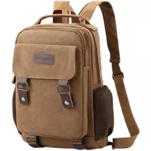 백팩 남자 캔버스 대용량 가죽 학생 여행 캐주얼 레트로 소형 커피색