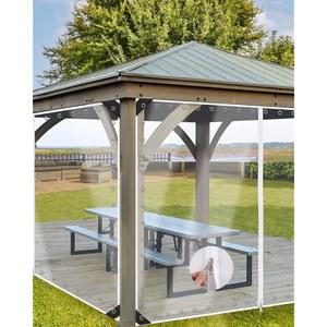 에르폴커즈 7피트 높이 x 10피트 높이의 야외 비닐 커튼 19온스 투명 방수 지퍼, 파티오 인클로저, 헤비 듀티 커버, Gazebo 현관 발코니 Pergola용 그로밋 포함