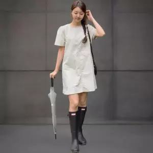 /신상오픈런 여성용 나일론 절개 라운드넥 원피스 데일리룩