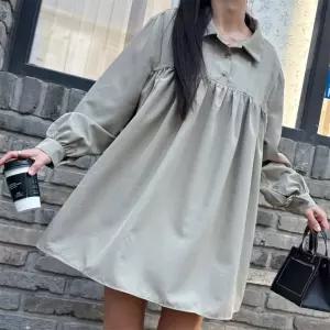 여자 핀턱 셔링 오버핏 퍼프 봄 데이트룩 미니원피스