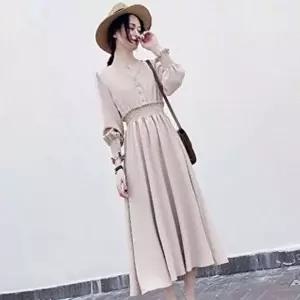 허리셔링원피스 셔링 셔링원피스 롱 사이즈 미허리 원 (KYR-WD8C6EB)