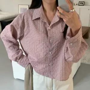 [하프클럽/]여자 봄남방 크롭 박스핏 개강룩 코튼 체크 셔츠