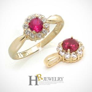 14K정품)히트(HR)(7월탄생석)14K 루비 세트(펜던트+반지)