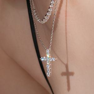 [골드팡] 14k/18k 에클라크로스 랩다이아몬드 목걸이 (0.53캐럿/1.03캐럿/1.54캐럿)